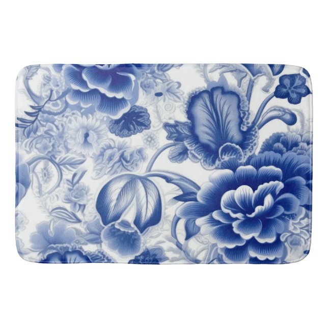 Tapis De Bain Fleurs bleues Indigo (Devant)