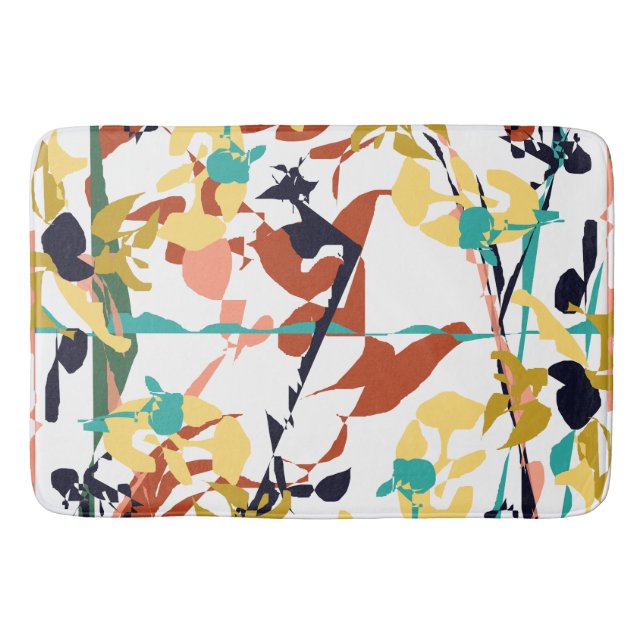 Tapis De Bain Fleurs brisées Abstraites (Devant)