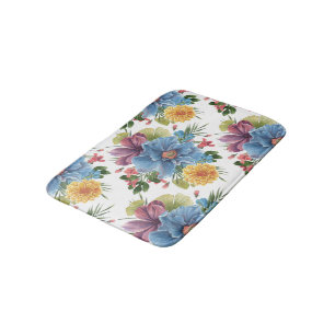 Tapis De Bain Fleurs colorées Collage Motif
