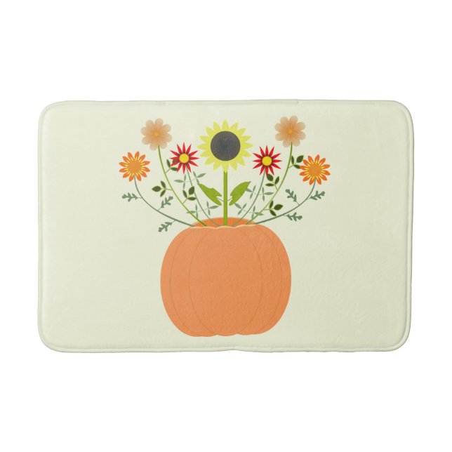 Tapis De Bain Fleurs d'action de grâce en Citrouille (Devant)