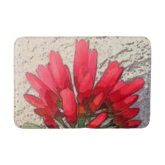 Tapis De Bain Fleurs d'Agave Rouges