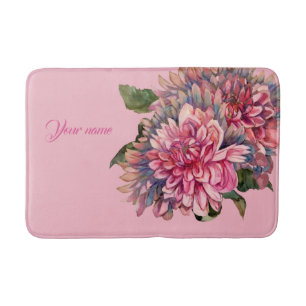 Tapis De Bain fleurs dahlias