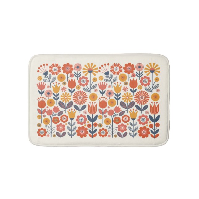Tapis De Bain Fleurs d'art populaire colorées (Devant)