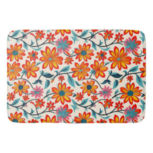 Tapis De Bain Fleurs d'art populaire Whimsical