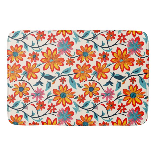 Tapis De Bain Fleurs d'art populaire Whimsical (Devant)