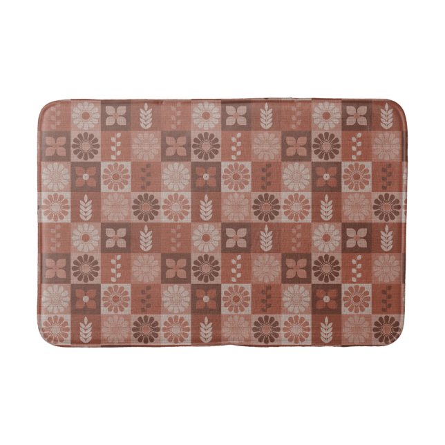 Tapis De Bain Fleurs de Burlap Brown rustique Feuille Mat de bai (Devant)