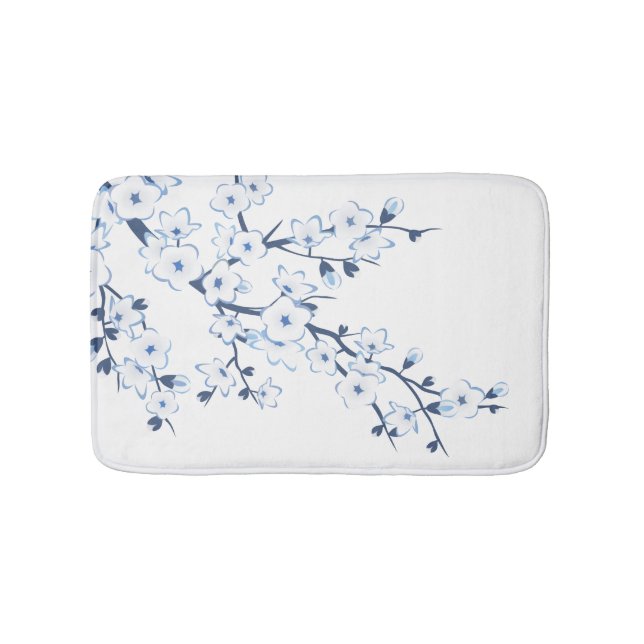 Tapis De Bain Fleurs de cerisier bleu blanc (Devant)