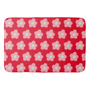 Tapis De Bain Fleurs de cerisiers en rouge