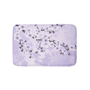 Tapis De Bain Fleurs de cerisiers floraux Sakura pourpre