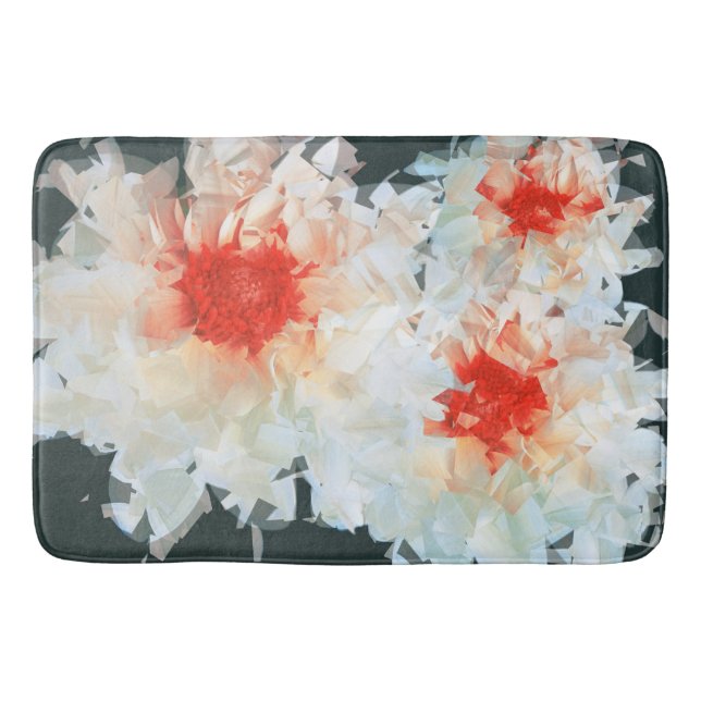 Tapis De Bain Fleurs de chaume Blanc Noir Cubiste (Devant)