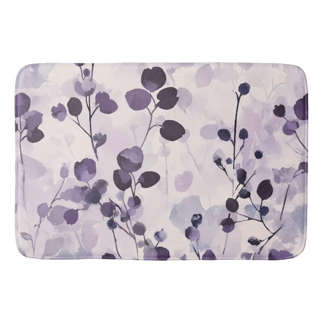 Tapis De Bain Fleurs de lavande eucalyptus aquarelle  (Devant)
