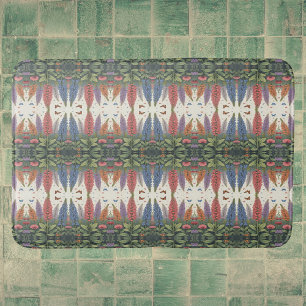 Tapis De Bain Fleurs de lupine Papillons Vintage motif floral