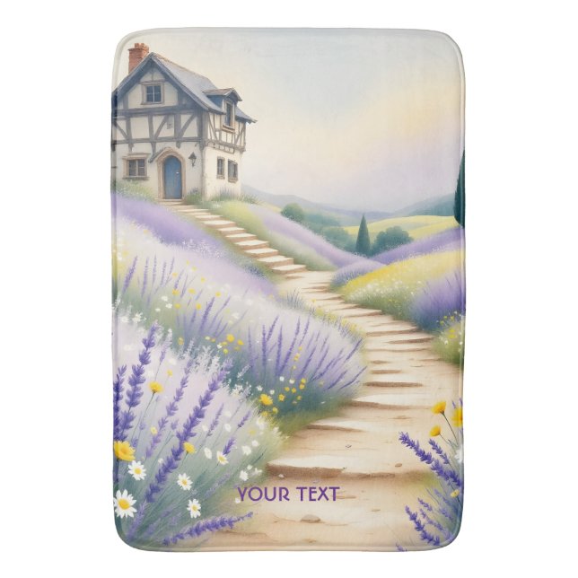 Tapis De Bain Fleurs de maison de lavande mignonnes fantastiques (devant Vertical)
