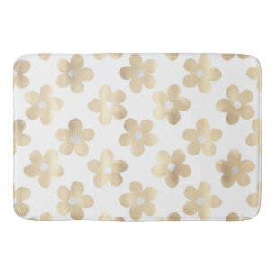 Tapis De Bain Fleurs de marguerite en or blanc rétro