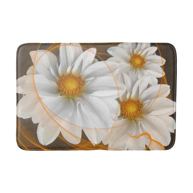 Tapis De Bain Fleurs de Mat Bain Blanc Noir Orange (Devant)