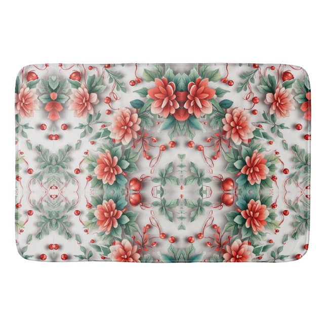 Tapis De Bain Fleurs de Noël 3d Modèles floraux numériques (Devant)