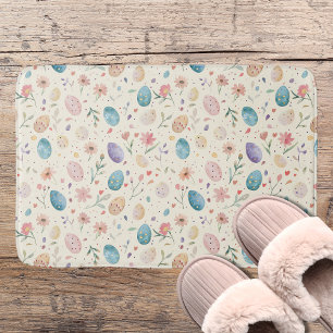 Tapis De Bain Fleurs de Pâques et feuilles aux aquarelles vintag
