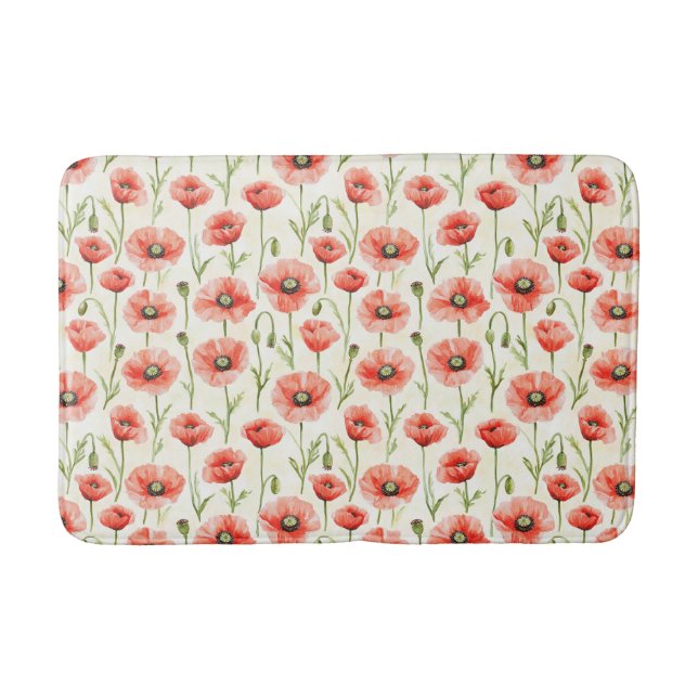 Tapis De Bain Fleurs de pavot rouge anniversaire (Devant)