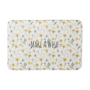 Tapis De Bain Fleurs de pissenlits jaunes blancs