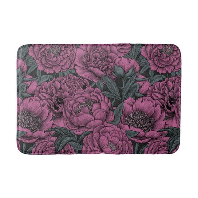 Tapis De Bain Fleurs de pivoines violettes (Devant)