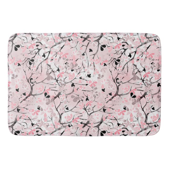 Tapis De Bain Fleurs de printemps fleuris feuilles branches pin (Devant)