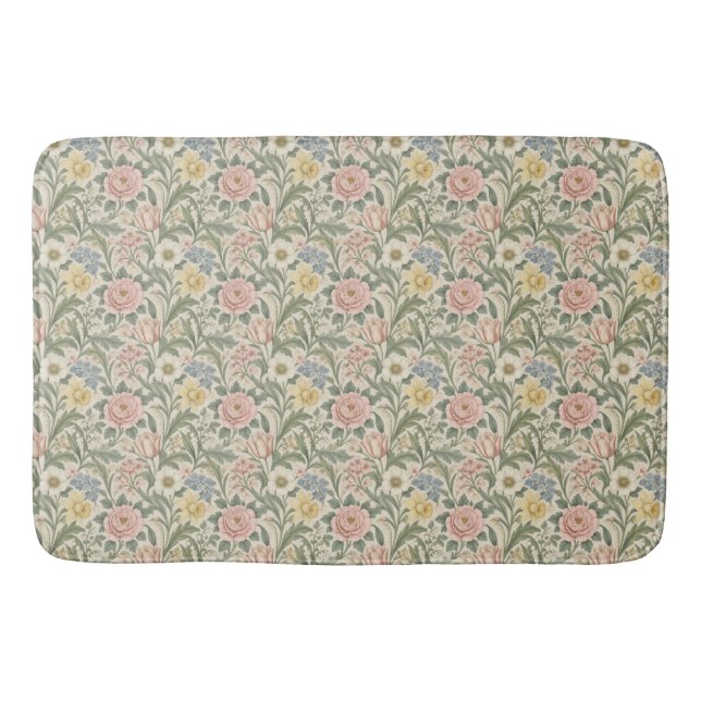 Tapis De Bain Fleurs de printemps pastel (Devant)