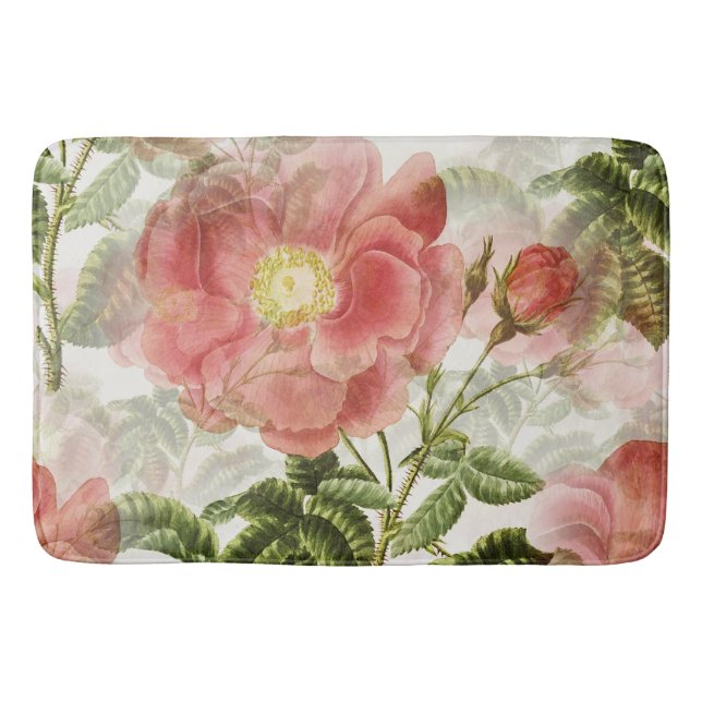 Tapis de bain Fleurs de rose vintage (Devant)