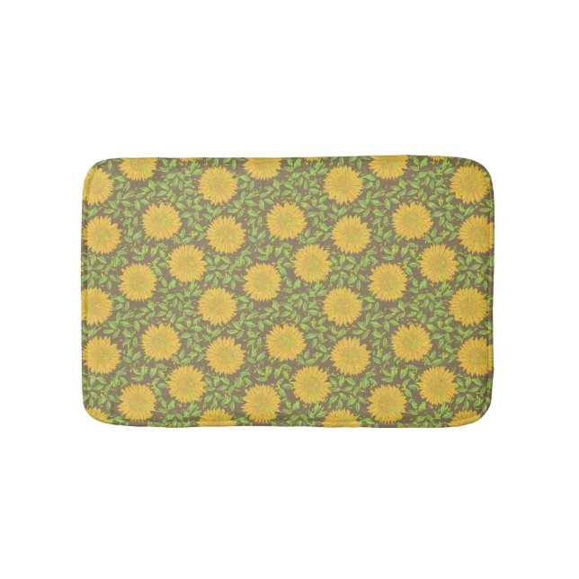 Tapis De Bain Fleurs de soleil d'été jaune vif (Devant)
