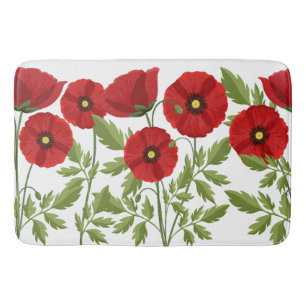 Tapis De Bain Fleurs d'été joyeuses floraison de pavot