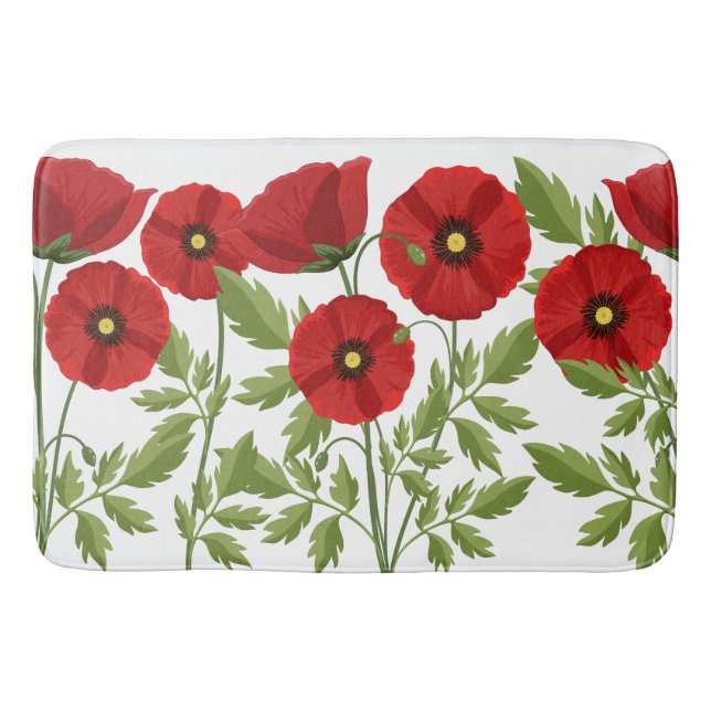 Tapis De Bain Fleurs d'été joyeuses floraison de pavot (Devant)