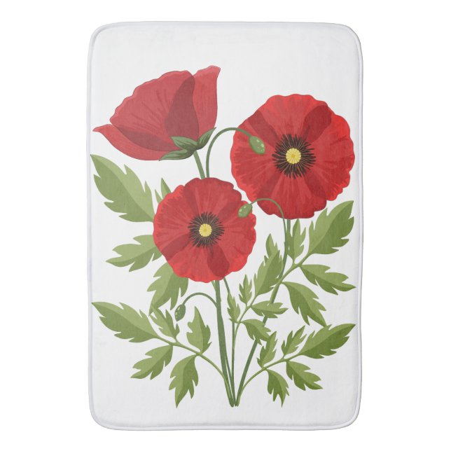 Tapis De Bain Fleurs d'été joyeuses floraison de pavot (devant Vertical)