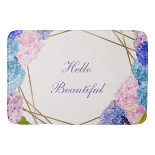 Tapis De Bain Fleurs d'hortensia et floral chic or printemps