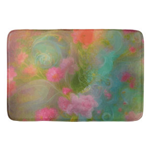 Tapis De Bain Fleurs d'Imaginaire peintes dans l'aquarelle chaud