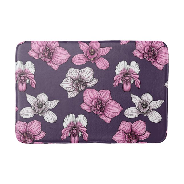 Tapis De Bain Fleurs d'orchidées roses (Devant)