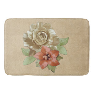 Tapis De Bain Fleurs en cuir et daim Texture Art