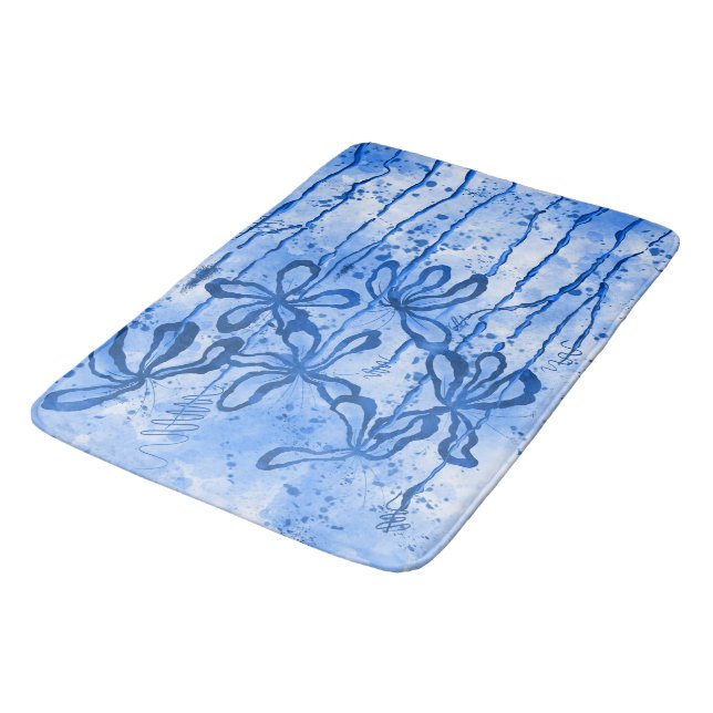 Tapis De Bain Fleurs encrées Ciel bleu (Angle)