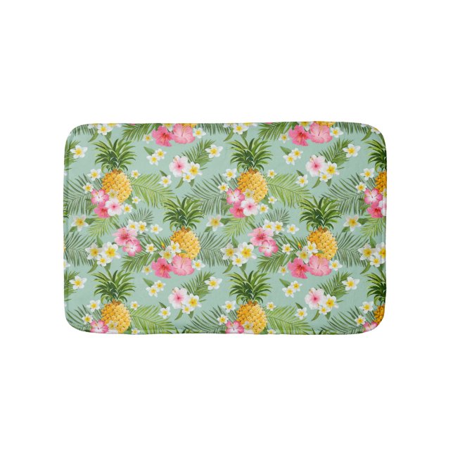 Tapis De Bain Fleurs et ananas tropicaux (Devant)