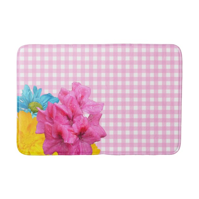Tapis De Bain Fleurs et En vichy roses (Devant)