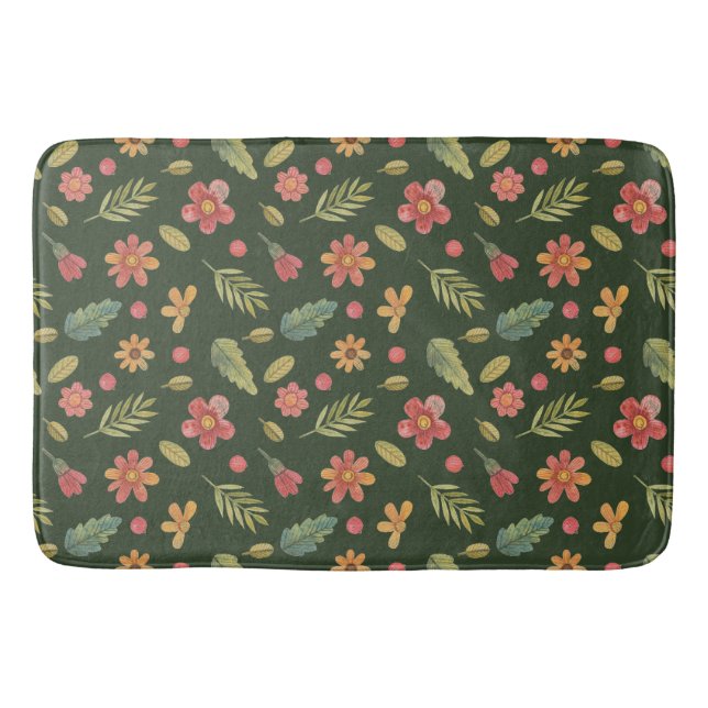 Tapis De Bain Fleurs et Feuilles de Forêt Whimsical (Devant)