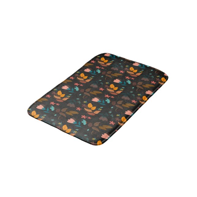 Tapis De Bain Fleurs et motif feuille sec (Angle)