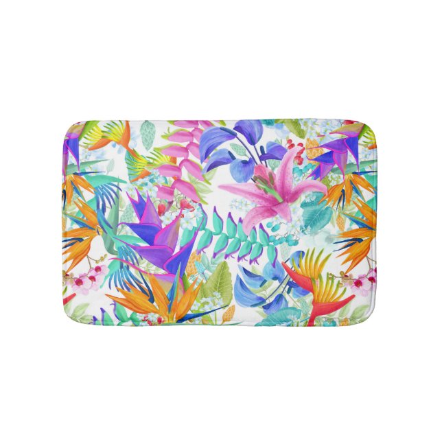 Tapis De Bain Fleurs exotiques tropicales (Devant)