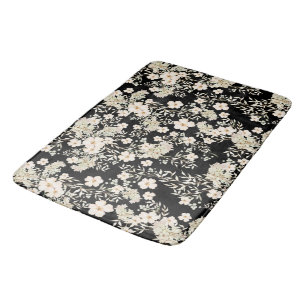Tapis De Bain Fleurs florales Fleurs sauvages Feuilles Arrière -