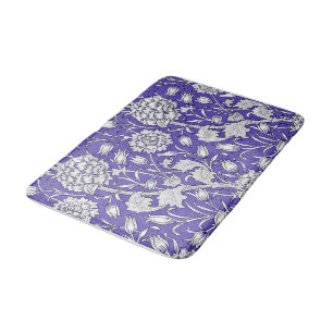 Tapis De Bain Fleurs florales Vintages dans le pourpre blanc cas