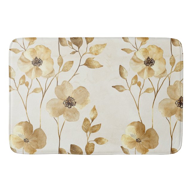 Tapis De Bain Fleurs Glam Or Chic (Devant)