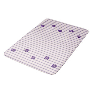 Tapis De Bain Fleurs Indigo Élégantes, Blancs & Violets