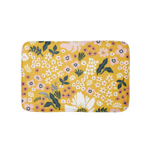 Tapis De Bain Fleurs Jardin : Charme Vintage Jaune.