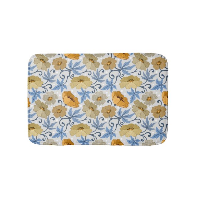 Tapis De Bain Fleurs Jaunes : Conception Textile sans joint (Devant)