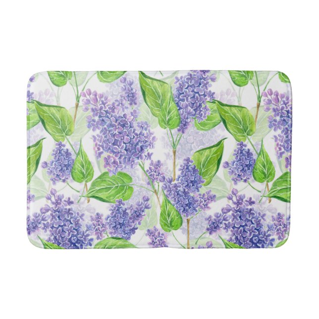 Tapis De Bain Fleurs lilas aquarelles (Devant)