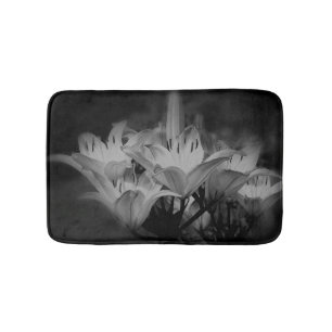 Tapis De Bain Fleurs Lys En Noir Et Blanc