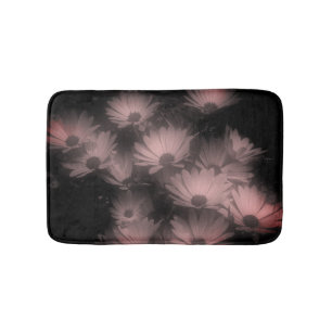 Tapis De Bain Fleurs marguerites africaines Noir Blanc Haut Cont